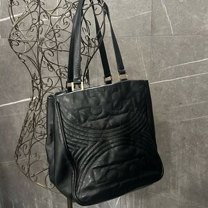 Tory Burch leather bag -black with gold hardware EUC